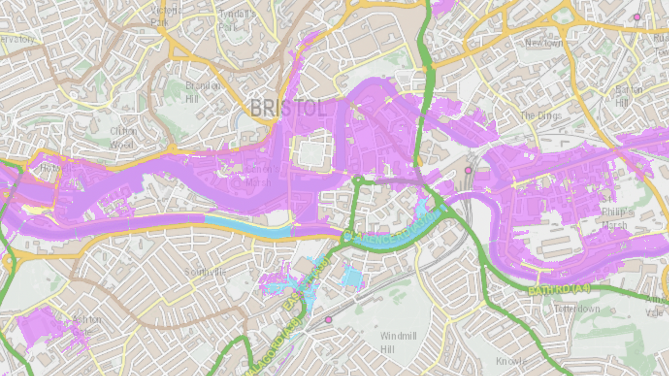 Flood risk mapping for Bristol and the South West