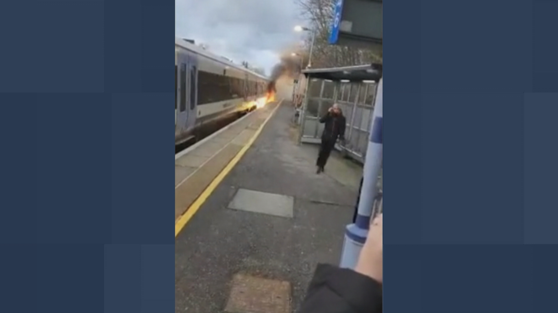 Passengers forced to flee train after part of it bursts into flames in