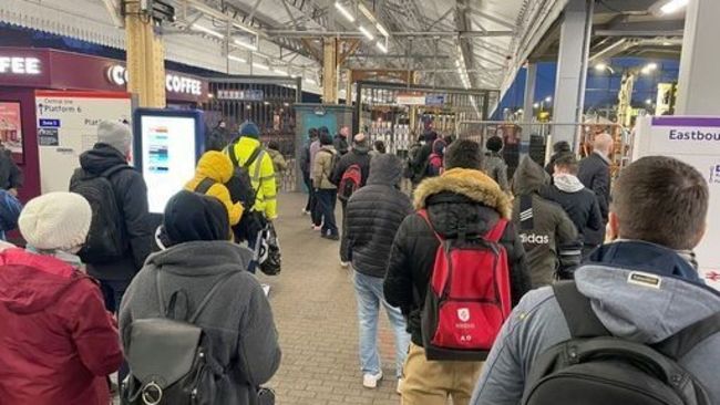 Commuters wait for services to resume at Ealing Broadway tube station in London. Services are disrupted the day after a strike by members of the Rail, Maritime and Transport union (RMT). 