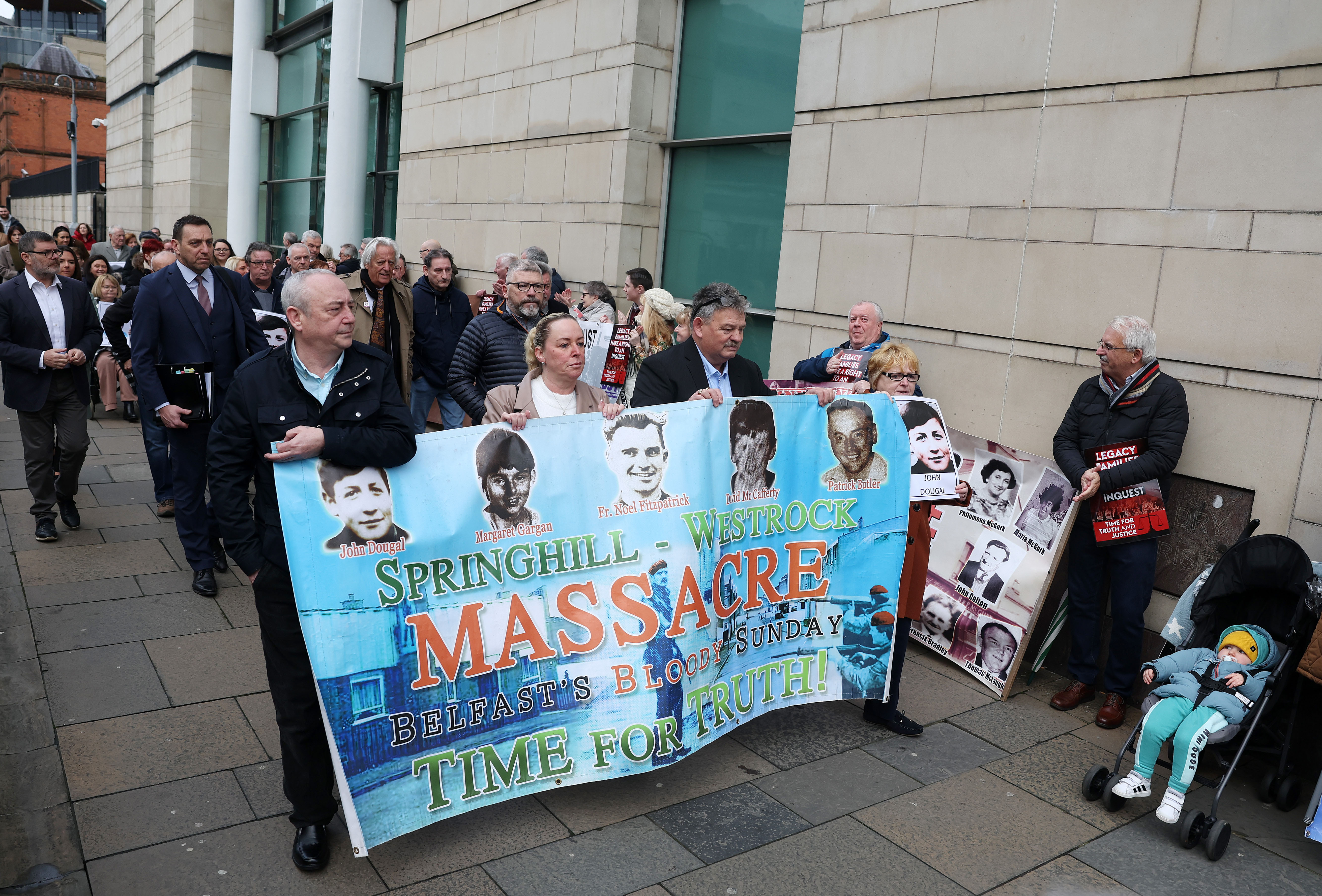 Families and supporters attend opening of Springhill Inquest in Belfast | UTV | ITV News