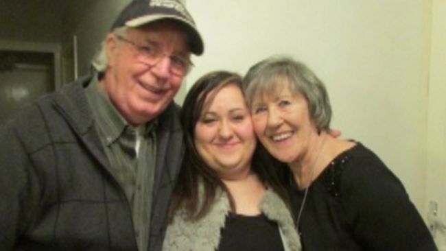 Norma Saunders with her husband and daughter 