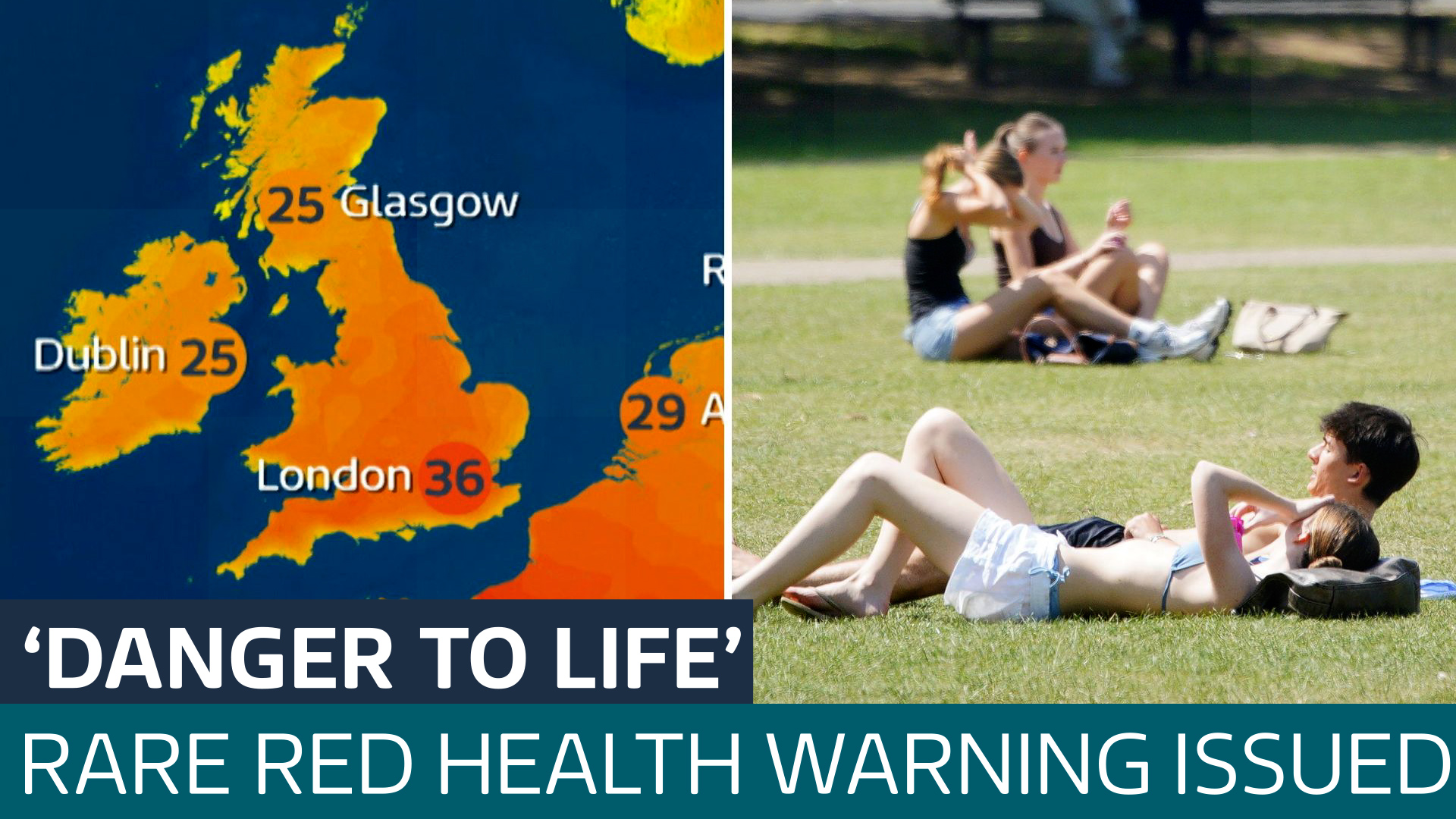 Britain bakes as rare red weather warnings issued for England with temperatures set to hit 40C