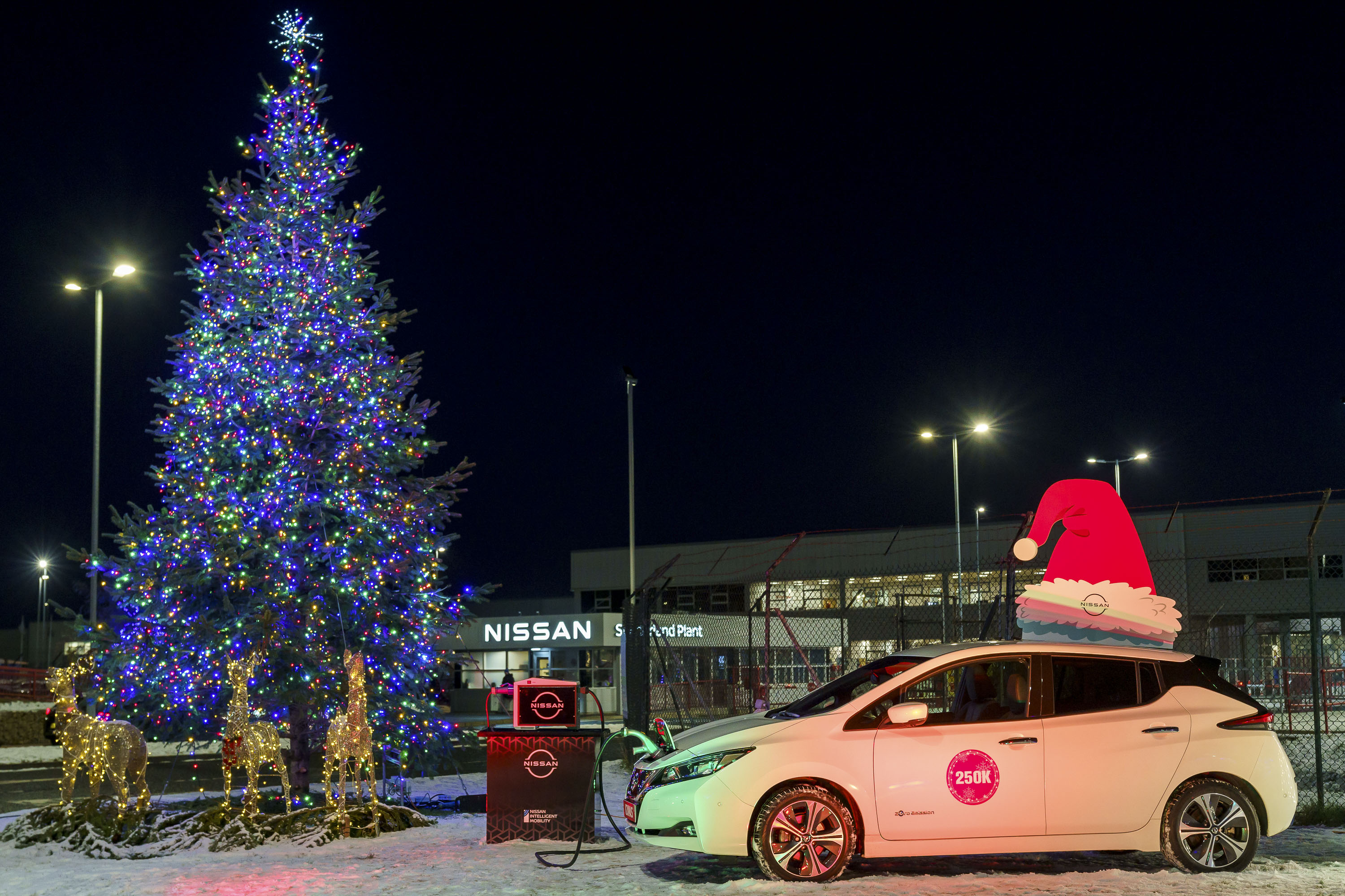 Nissan lights up Christmas tree with Leaf as it marks production of 250