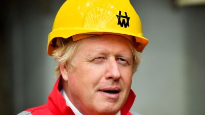 Prime Minister Boris Johnson during his visit to Appledore Shipyard in Devon.