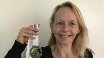 Tongue cancer survivor Karen Liesching-Schroder, who ran the Southend Half Marathon two weeks after finishing radiotherapy. Picture date: Tuesday April 4, 2023.

