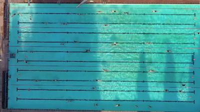 Socially distanced swimming at Sandford Parks Lido in Cheltenham - drone shot credit ITV West Country