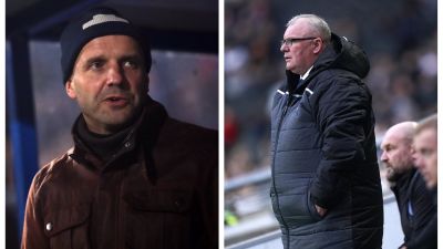 Paul Tisdale (left) has left Stevenage and been replaced with Steve Evans (right).