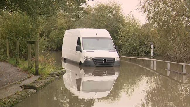 Credit: ITV News Anglia
Winter flooding van stuck in floodwater Essex