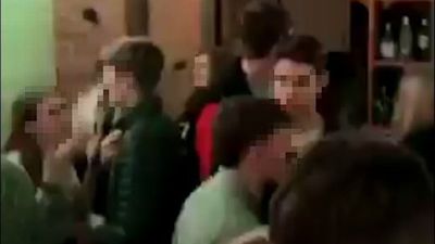 Blurred still of students allegedly having lockdown house party in halls