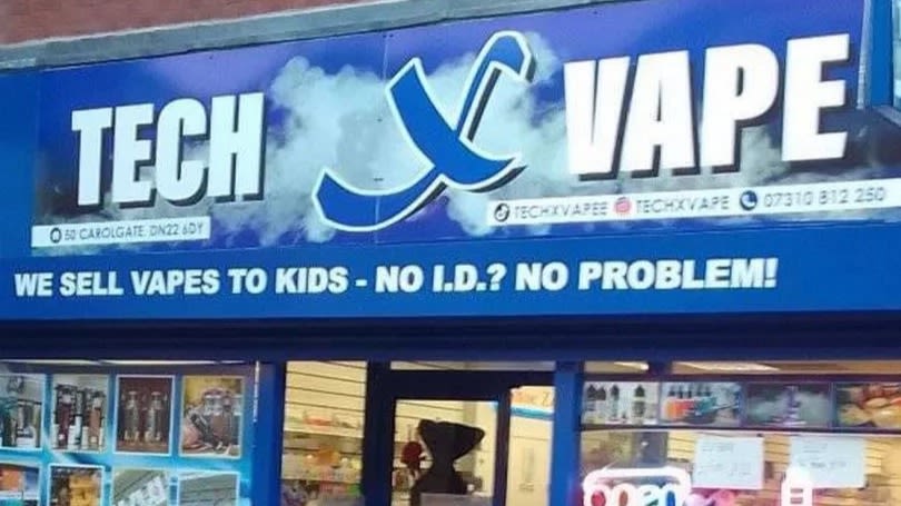 elf bar vape uk Retford vape shop denies putting sign up saying it sells products to  children