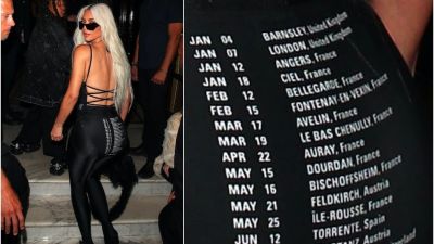 Kim Kardashian was seen wearing a bodysuit with 'Barnsley on the bottom'