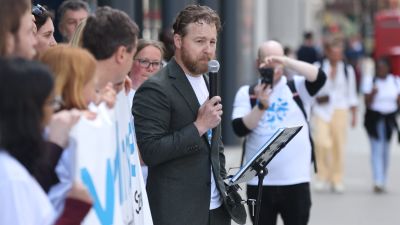 Actor Samuel West joined the RSPB protest.
Credit: PA