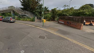 End of Shelbourne Rd, Bournemouth, near where a man was found dead in an alleyway.

Google Maps