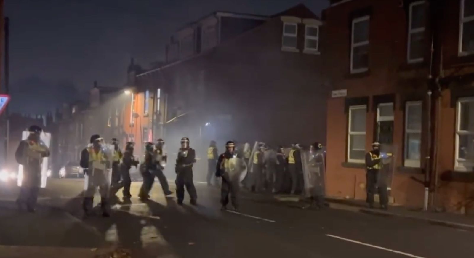 Fireworks thrown at police in riot gear in Leeds Bonfire Night chaos ...