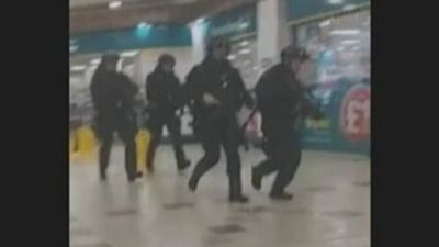 Eyewitness footage shows the moment police responded to reports of a man armed with a knife and a gun in Bow Street Mall in Lisburn.