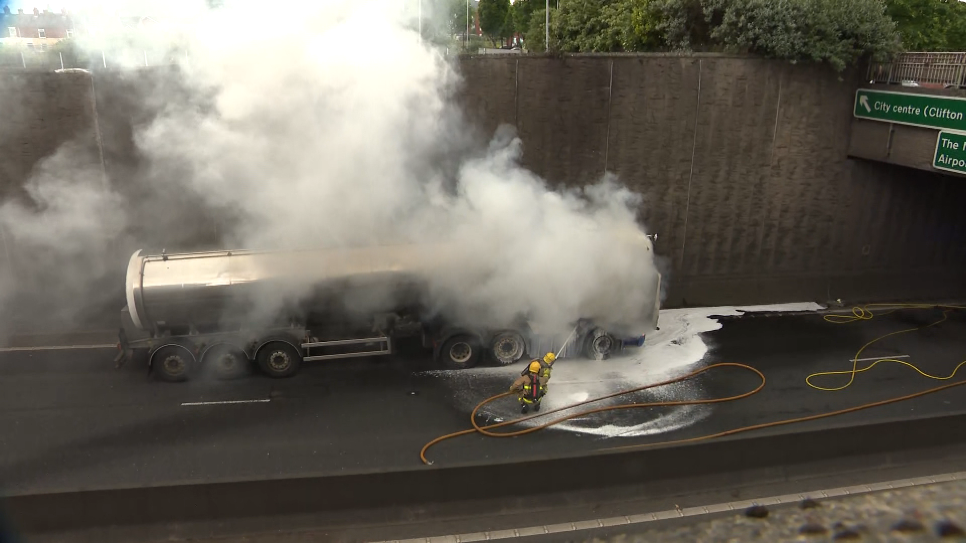 Belfast s Westlink closed in both direction as lorry catches fire