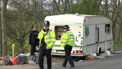 Oil protestors use caravan to hide tunnel