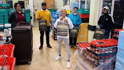 Undated handout photo issued by Panas Gurkha of their restaurant team in south London, as their owners are nearing their target of handing out 100,000 free meals at hospitals, community centres and homeless projects during the pandemic.