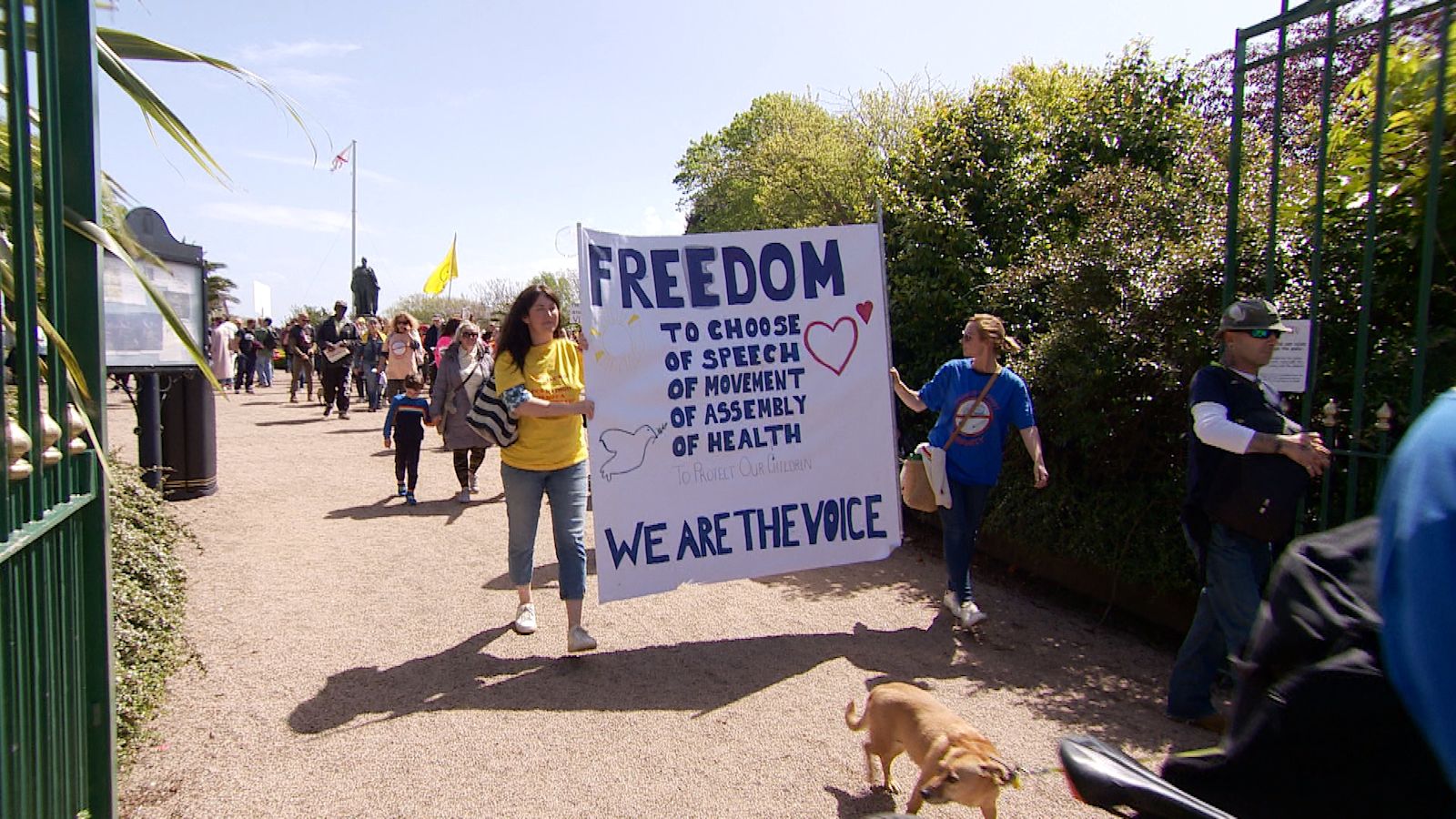 Hundreds gather for freedom march in St Helier | ITV News Channel