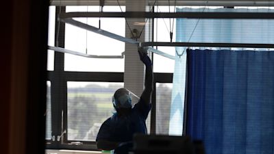A ward where the TACTIC-R trial is being carried out is cleaned at Addenbrooke's hospital in Cambridge. Kirsty Wigglesworth/PA 21-May-2020