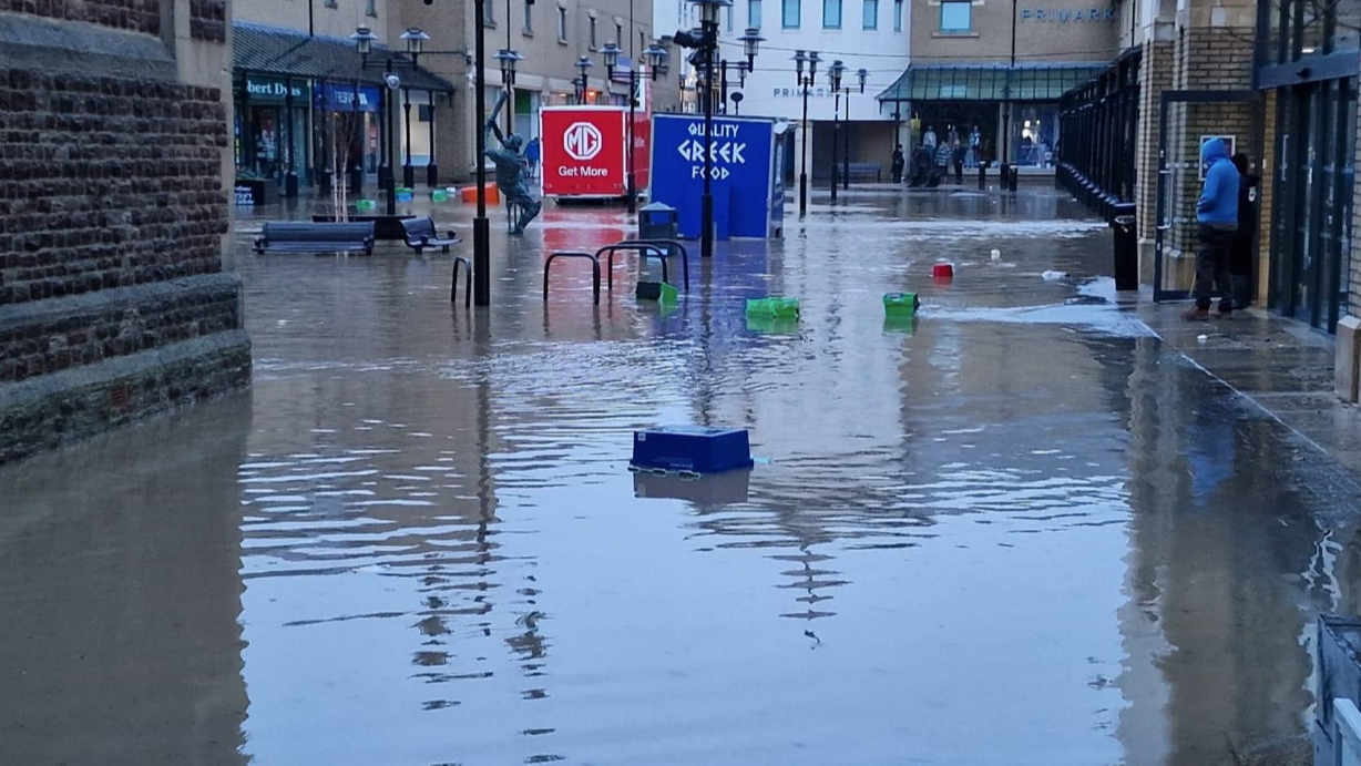 Hastings shopping centre closed as heavy rain and flooding leaves both