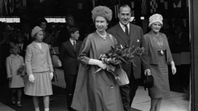 Queen Elizabeth II, Princess Anne and the Prince of Wales about to board the Royal Yacht Britannia at Southampton to join the Duke of Edinburgh for their visit to Northern Ireland in 1961. Pic PA
