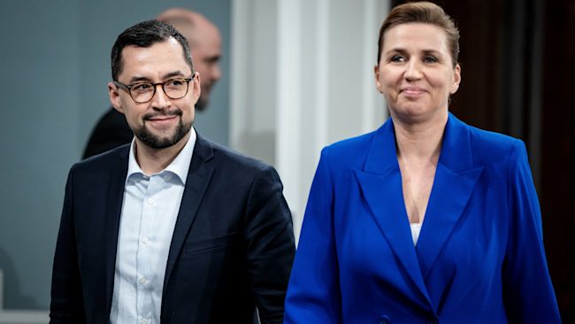 Danish Prime Minister Mette Frederiksen and Greenland's Mute B. Egede.