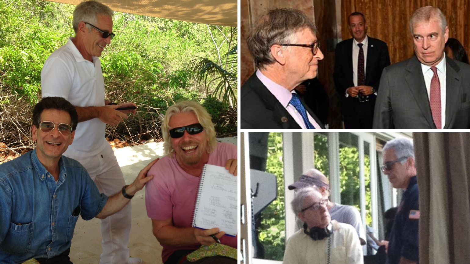 Andrew, Richard Branson and Woody Allen in newly released Epstein pictures