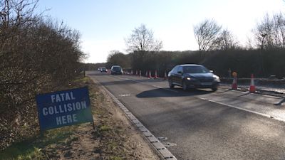 Three people died in a two-car crash on the A47 at North Runcton on Sunday night.
Credit: ITV News Anglia.