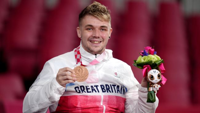 Jack Hunter-Spivey with Paralympic bronze medal