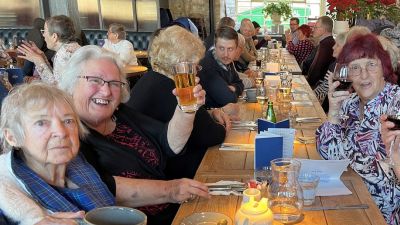 Plymouth residents enjoying a free meal at Bistrot Pierre