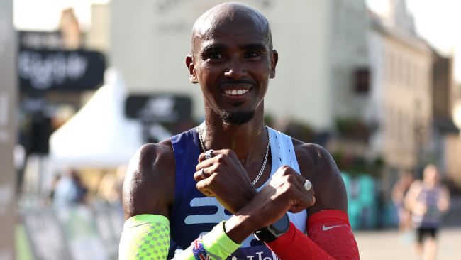 Sir Mo Farah crosses the finish line to place fourth in the Men's Elite race during The Big Half in London. Picture date: Sunday September 3, 2023.
