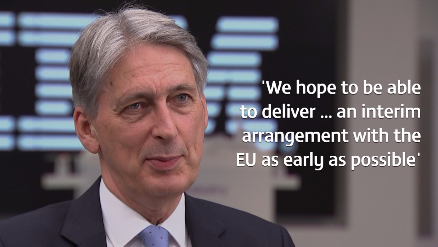 Philip Hammond tells ITV News talks on transitional Brexit deal should