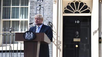 Boris Johnson made his 'levelling up' pledge in his first speech as prime minister outside Downing Street in July 2019.