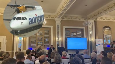 Pic of Aurigny plane imposed on an IOD meeting