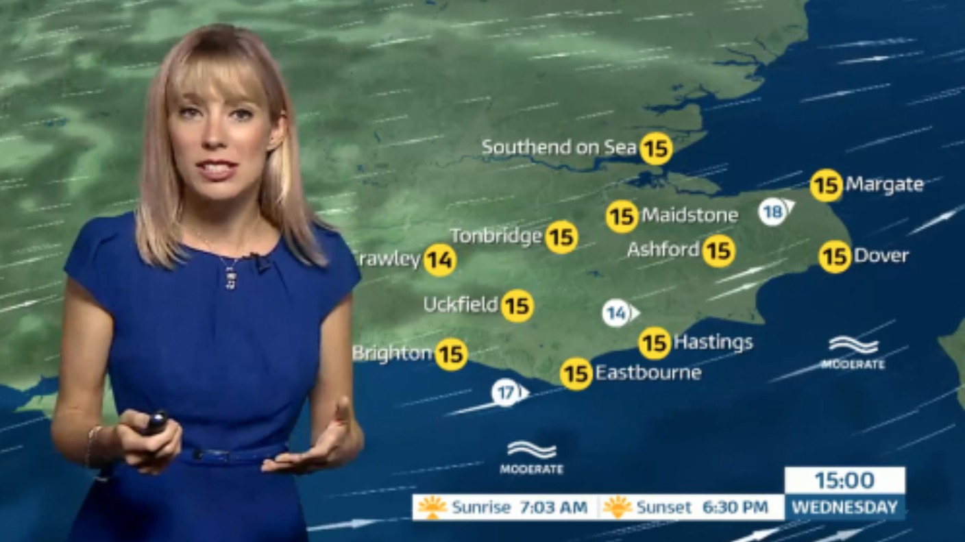 Holly has forecast for tonight and tomorrow in east of region ITV News Meridian