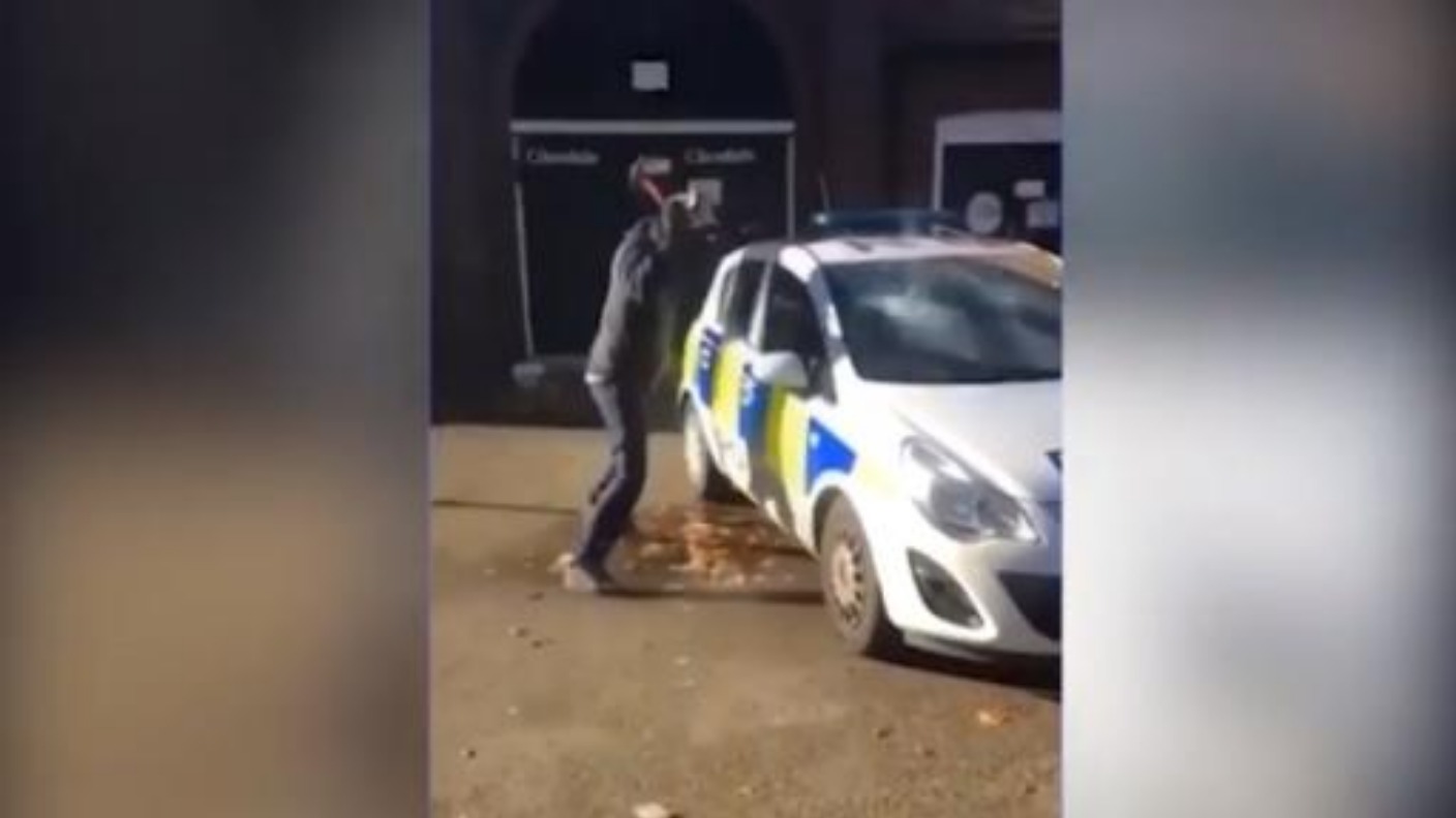 Masked Man Filmed Smashing Police Car While Officers Attend Remembrance Sunday Event Itv News