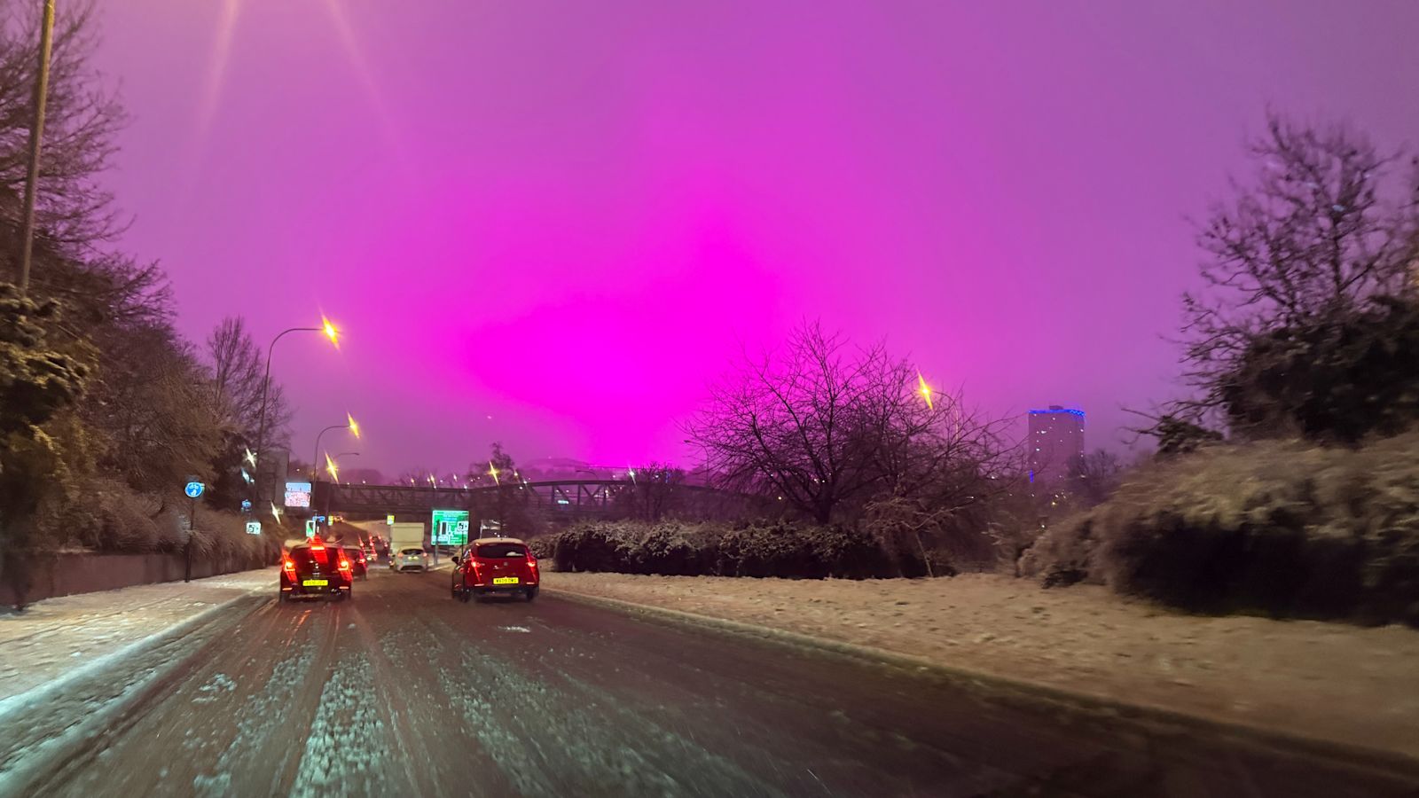 Image for Storm Goretti: Mysterious pink skies during snow storm | ITV News