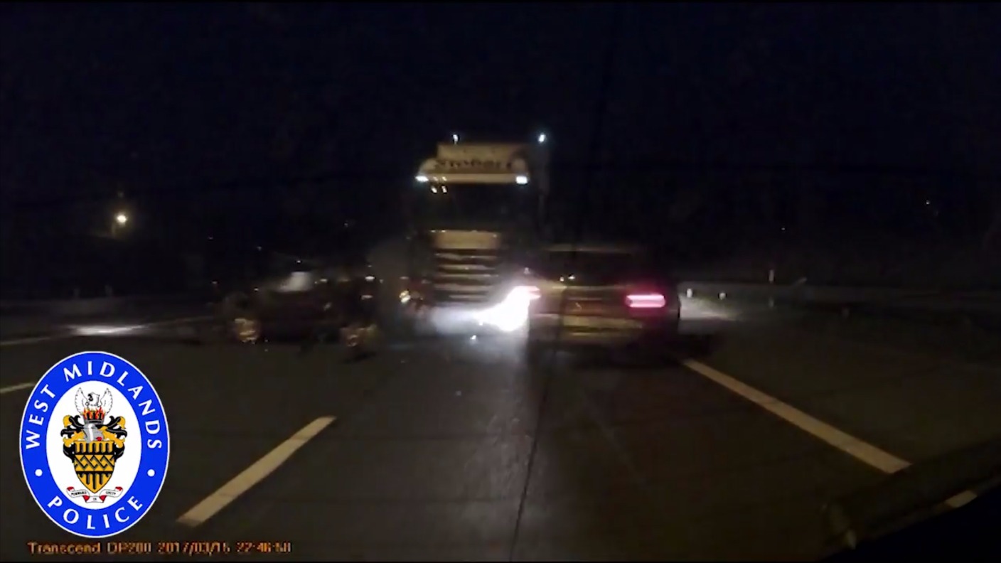 Sleeping lorry driver who ploughed into two cars on M6 is jailed | ITV News