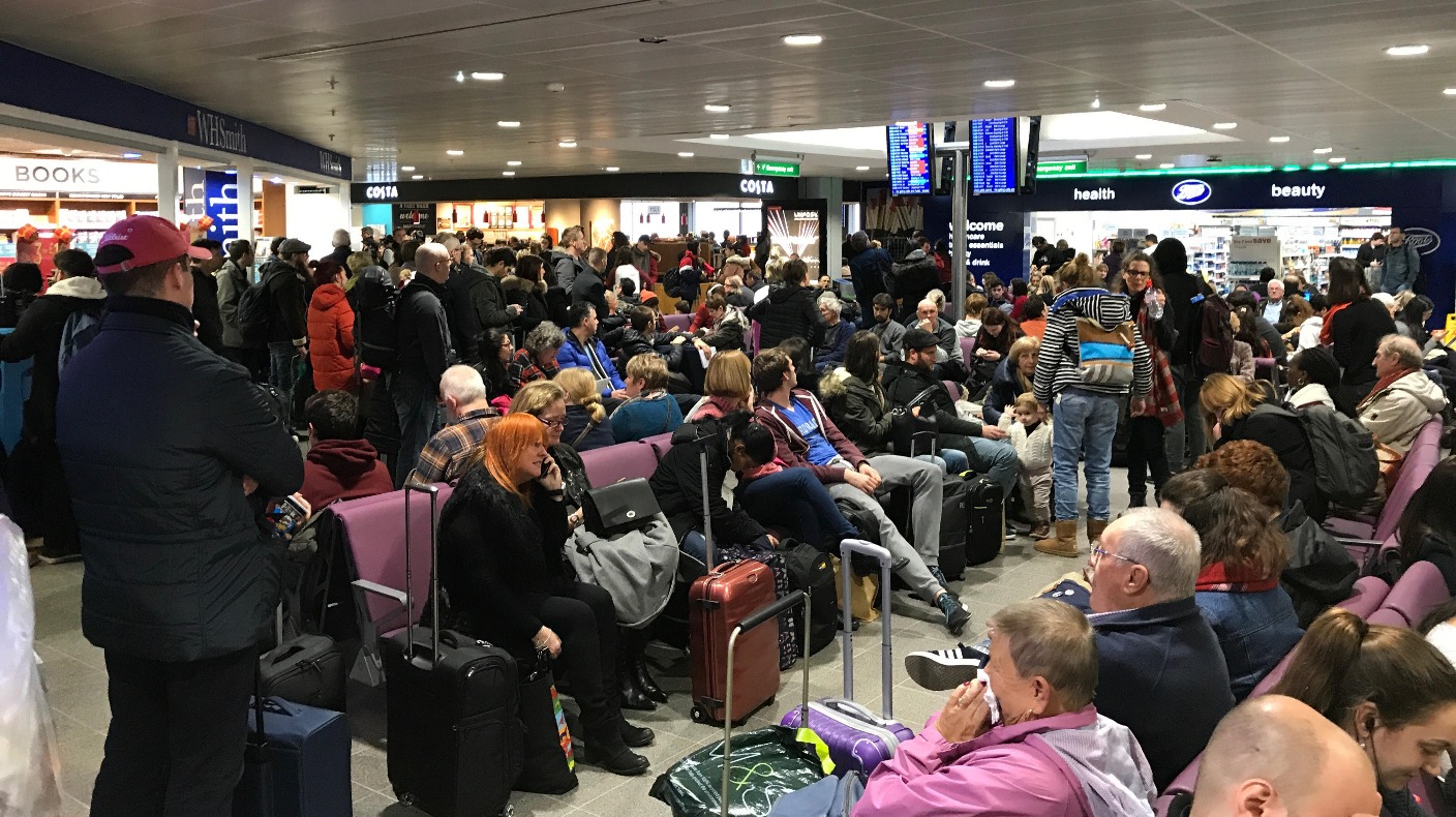 Disruption At Manchester Airport Due To Heavy Fog 