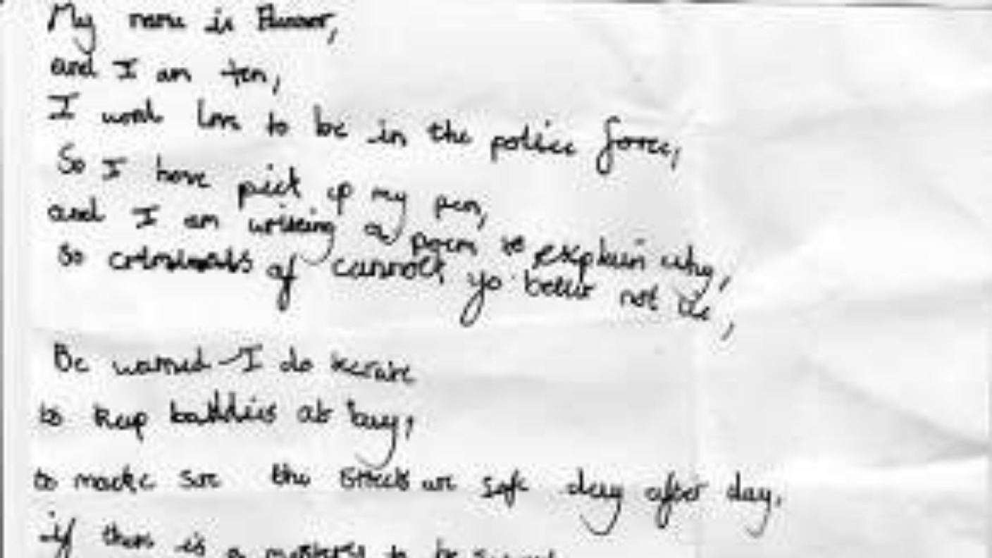 Young Girl Who Dreams Of Becoming A Police Officer Writes Heart Warming Poem Itv News Central