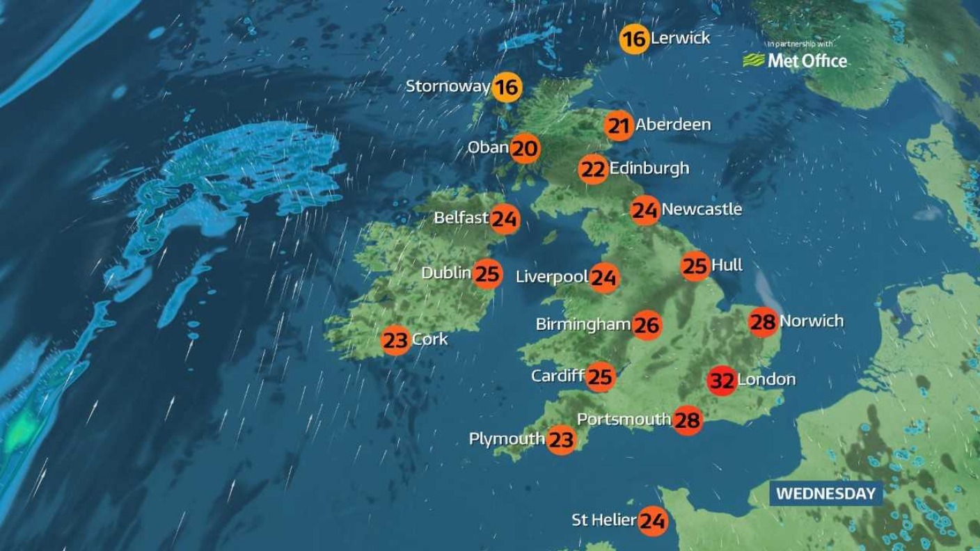 A dry, very warm and sunny day with light winds | ITV News