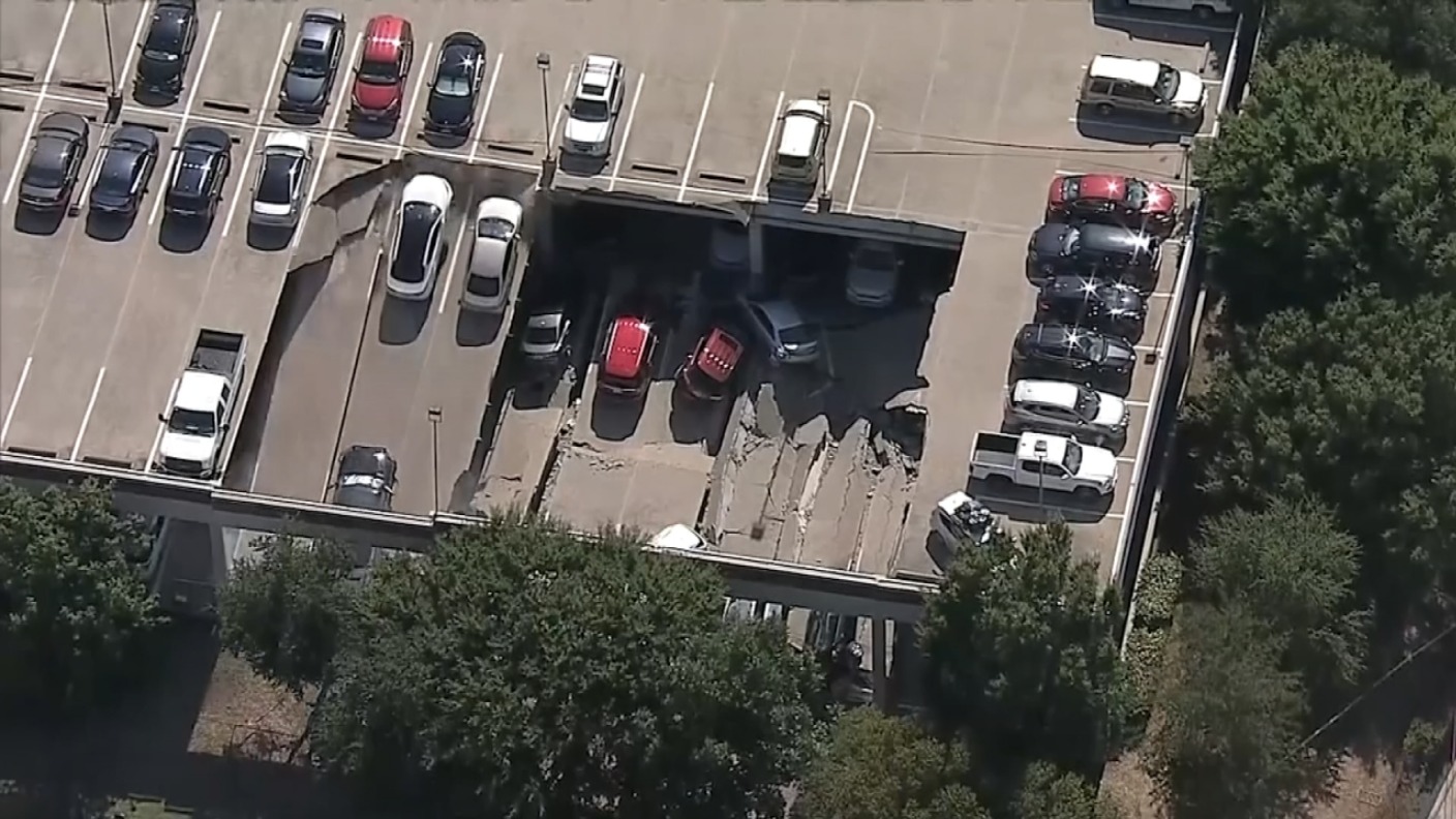 Car park floor collapses sending vehicles crashing onto the storey ...
