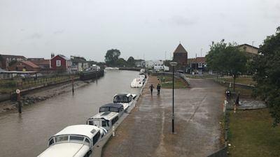 The River Bure in Great Yarmouth where a boat was involved in a collision.