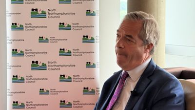 ANGLIA 170625
Nigel Farage at North Northamptonshire Council
Credit: ITV News Anglia