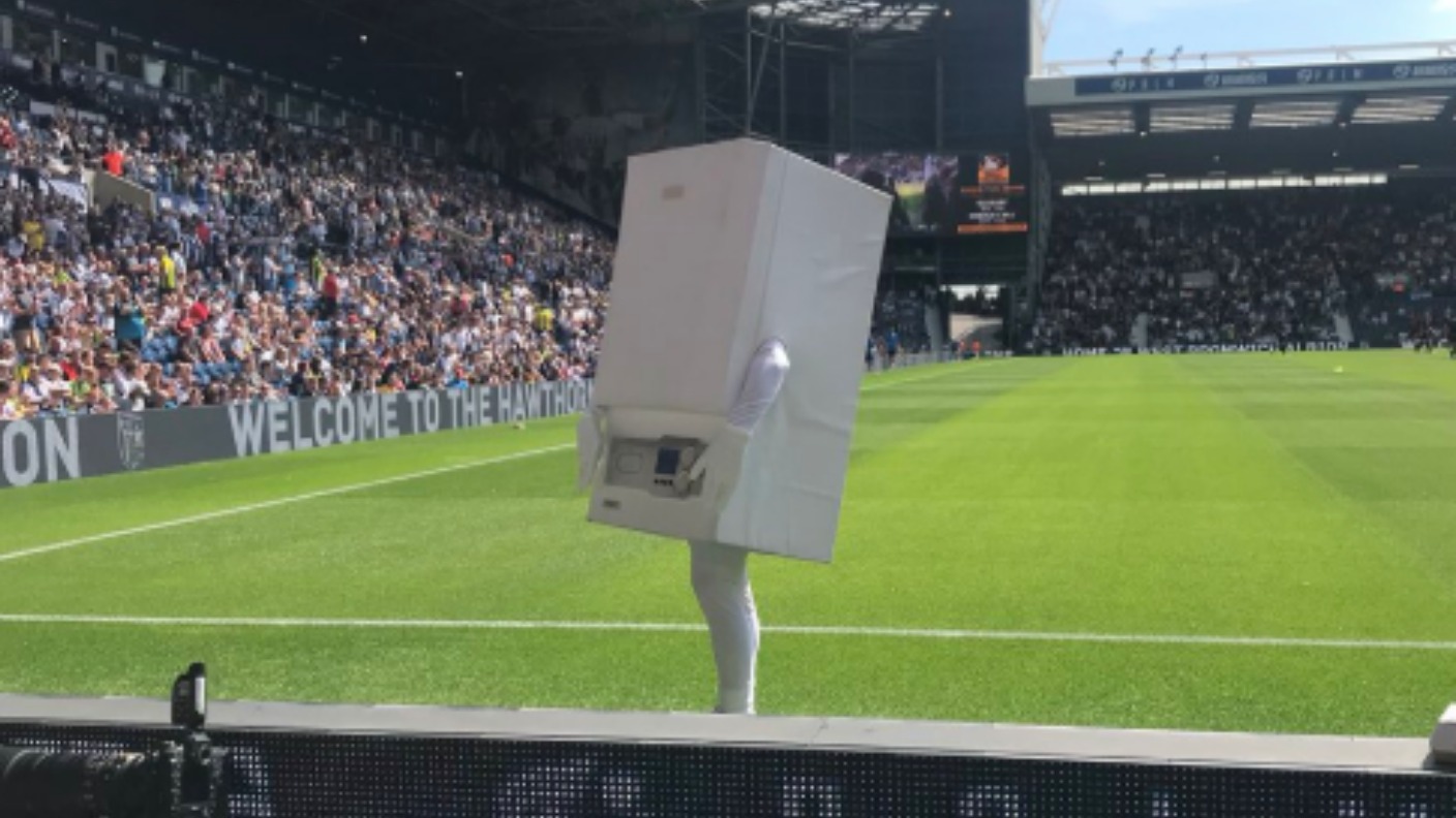 West Bromwich Albion S New Sponsor S Mascot Boiler Man Is Just Too Much For Football Fans To Handle Itv News Central