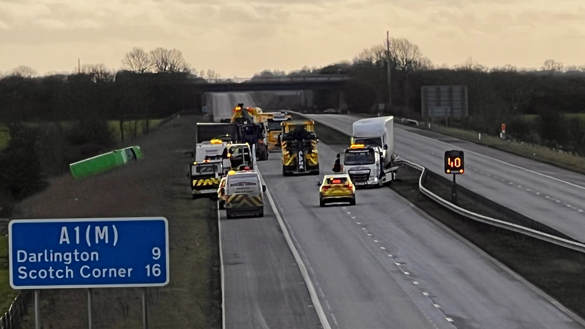 Storm Otto Multiple lorries overturn on A1 M in County Durham in