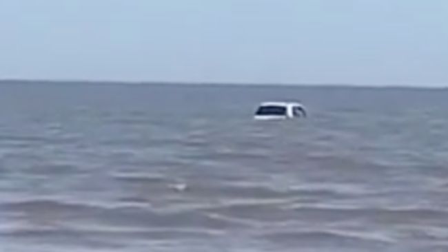 Car submerged in sea at Cleethorpes