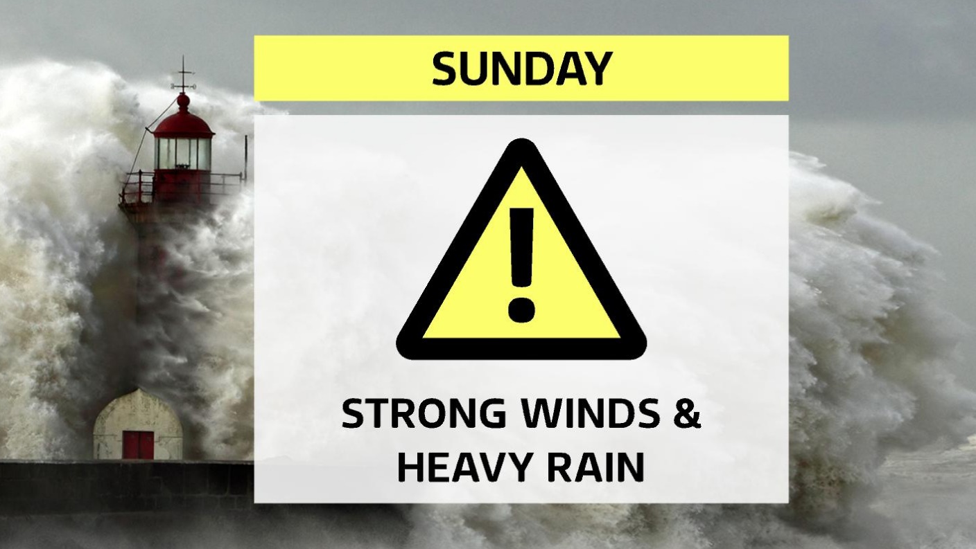 Strong Winds And Heavy Rain Forecast For Sunday As Warnings Are Issued