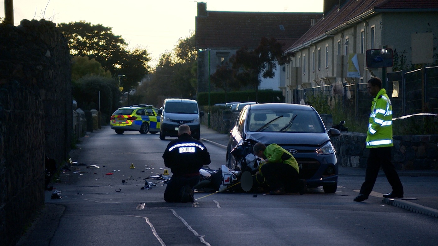 Guernsey road closed and motorcyclist taken to hospital after collision ...